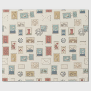Cadeau Papier d'emballage timbres-poste japonais vintage