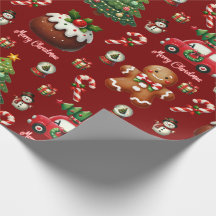 Papier d'emballage traditionnel de Noël
