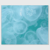 Cadeau Papier d'emballage transparent de méduse bleu océa (Plat)