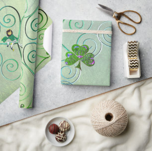 Cadeau Papier d'emballage Trèfle de lutin