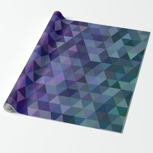 Cadeau papier d'emballage triangles bleu violet (Déroulé)