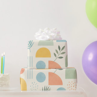 Cadeau Papier d'emballage tropical géométrique bohème