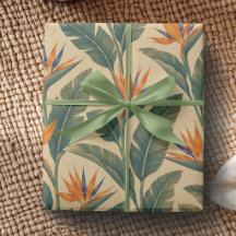 Papier d'emballage tropical Oiseau de Paradis Rétr