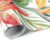 Cadeau papier d'emballage, tropiques (blancs) (Coin rond)