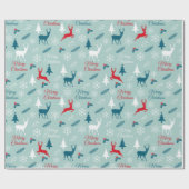 Cadeau Papier d'emballage turquoise avec des cerfs (Plat)