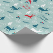 Cadeau Papier d'emballage turquoise avec des cerfs (Coin)