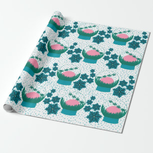 Cadeau Papier d'emballage turquoise du globe de neige