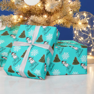 Cadeau Papier d'emballage turquoise fantaisiste