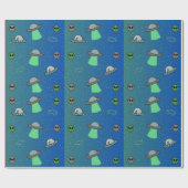 Cadeau Papier d'emballage UFO et Alien (Plat)