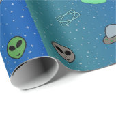 Cadeau Papier d'emballage UFO et Alien (Coin rond)