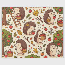 Papier d'emballage Verger de Pommes au Hérisson