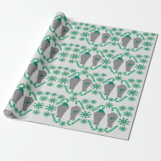 Cadeau Papier d'emballage vert de Noël éléphant