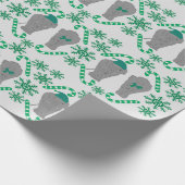 Cadeau Papier d'emballage vert de Noël éléphant (Coin)