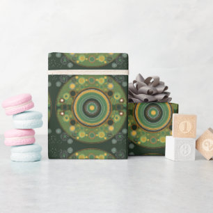 Cadeau papier d'emballage vert de style d'art aborigène 