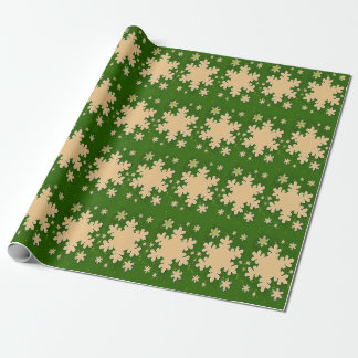 Cadeau Papier d'emballage vert des flocons de neige