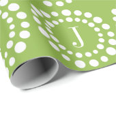 Cadeau Papier d'emballage vert Monogramme (Coin rond)