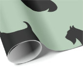 Cadeau Papier d'emballage vert Scottish Terrier (Coin rond)