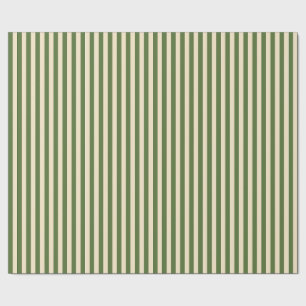Cadeau Papier d'emballage vertical vert olive et crème