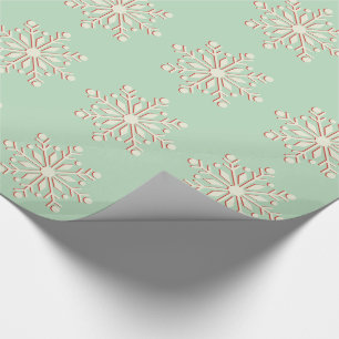 Cadeau Papier d'emballage vintage de flocon de neige vert