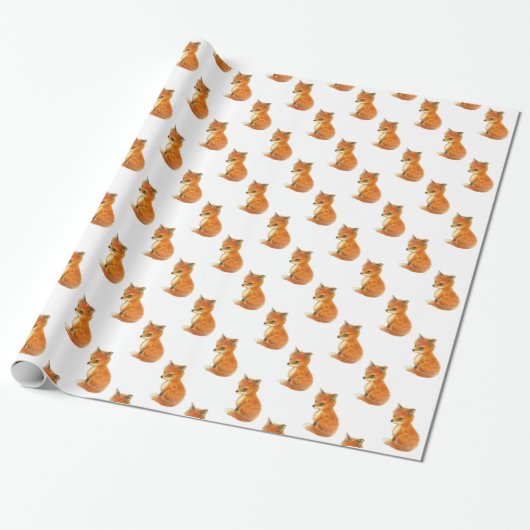 Cadeau Papier d'emballage vintage de Fox de bébé (Déroulé)