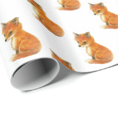Cadeau Papier d'emballage vintage de Fox de bébé (Coin rond)