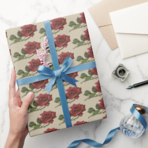 Cadeau Papier d'emballage vintage de rose rouge
