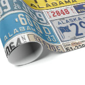 Cadeau Papier d'emballage vintage des plaques de licence (Coin rond)