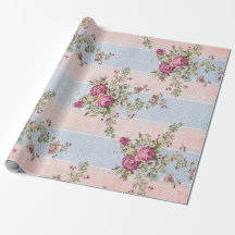 Papier d'emballage vintage floral et de rayures