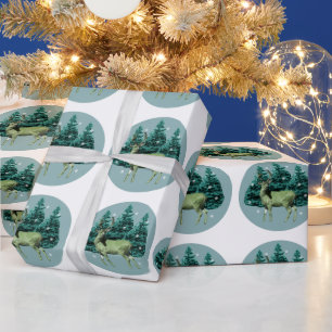 Cadeau Papier d'emballage vintage forêt de cerfs des bois