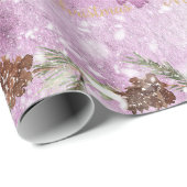 Cadeau Papier d'emballage violet de noël (Coin rond)