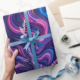 Cadeau Papier d'emballage violet liquide abstrait de bois