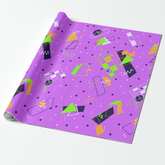 Cadeau Papier d'emballage violet rétro 80s (Déroulé)