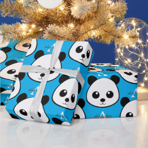 Cadeau Papier d'emballage visage de panda souriant – Mono