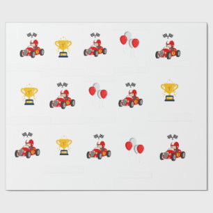 Cadeau Papier d'emballage voiture de course pour 1er anni