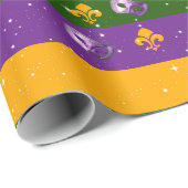 Cadeau Papier d'emballage w/mask et fleur de lis de mardi (Coin rond)