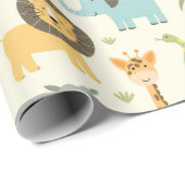 Cadeau Papier d'emballage - Zoo Party (Coin rond)