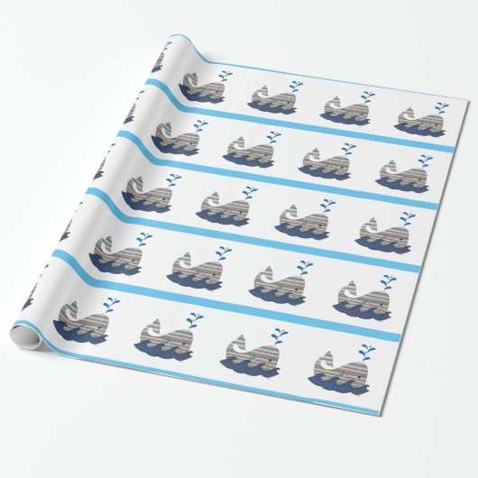 Cadeau Papier d'enlèvement de baleines rayé (Déroulé)