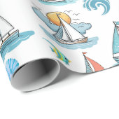 Cadeau Papier d'enlèvement de bateau à voile (Coin rond)