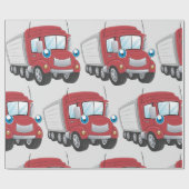 Cadeau Papier d'enlèvement de camion de remorque rouge (Plat)