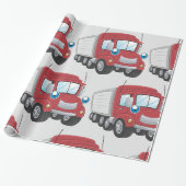 Cadeau Papier d'enlèvement de camion de remorque rouge (Déroulé)