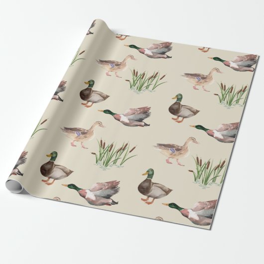 Cadeau Papier d'enlèvement de canard de Mallard et de Hen (Déroulé)