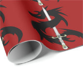 Cadeau Papier d'enlèvement de dragon et d'épée (Coin rond)