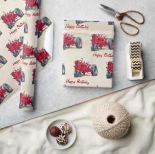 Cadeau Papier d'enlèvement de tracteur Red Farm