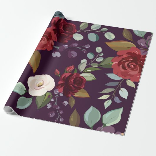 Cadeau Papier d'enrobage 60 livres Plum Plum violet Rose  (Déroulé)