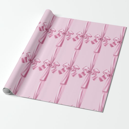 Cadeau Papier d'enrobage à ruban rose Faux Satin (Déroulé)