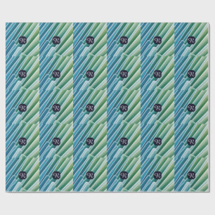 Cadeau Papier d'enrobage Abstrait bleu monogramme personn