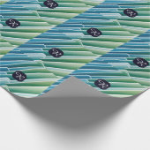 Cadeau Papier d'enrobage Abstrait bleu monogramme personn (Coin)