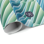 Cadeau Papier d'enrobage Abstrait bleu monogramme personn (Coin rond)