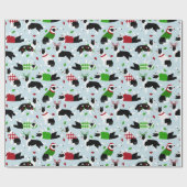 Cadeau Papier d'enrobage Collie Bordure de Noël (Plat)