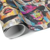 Cadeau Papier d'enrobage d'art pop gras et chic (Coin rond)